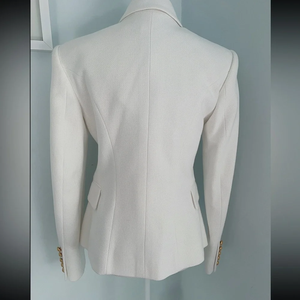 BALMAIN Double-Breasted Piqué Blazer - Picture 5 of 13